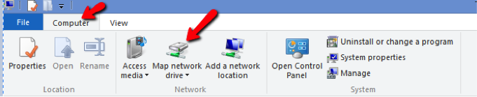 Picture of Windows Mapping Netword Drive Interface